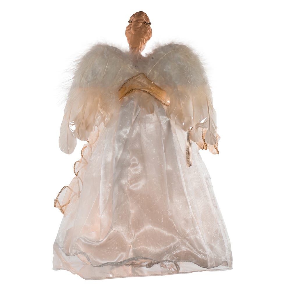 Kurt Adler 16-Inch UL 10-Light Ivory and Gold Angel Treetop